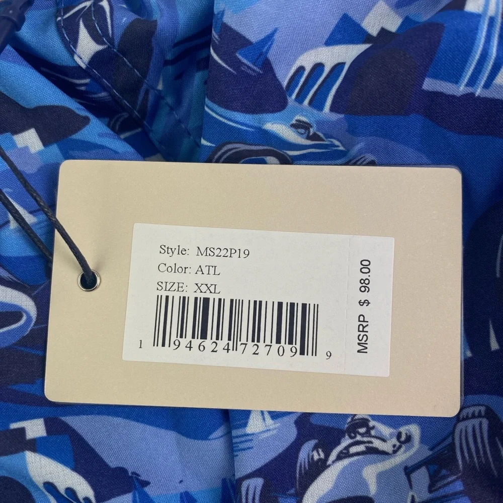 NWT Peter Millar Seaside Monaco Madness ATL Blue w/Koozie Swim Trunks Suit $98